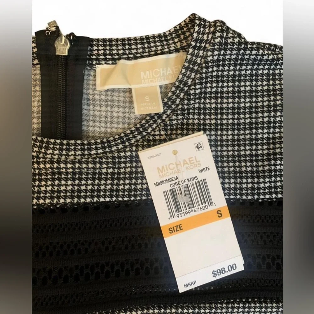 NWT Michael Kors Mesh Combo Check A-Line Dress (Size S)